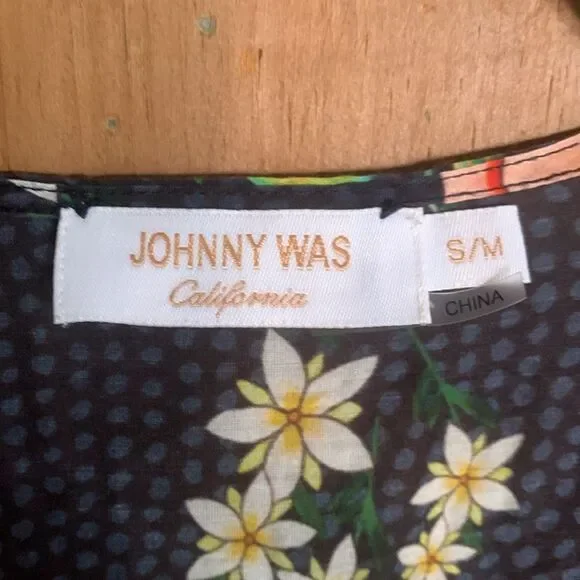 Johnny Was bright floral print short cotton silk coverup kimono - Picture 4 of 8